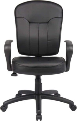 Boss Black Leather Task Chair With Arms [B1562] -Office Chairs Unlimited Sales boss black leather task chair with arms b1562 15706425524364