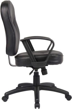 Boss Black Leather Task Chair With Arms [B1562] -Office Chairs Unlimited Sales boss black leather task chair with arms b1562 15706425622668