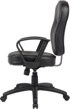 Boss Black Leather Task Chair With Arms [B1562] -Office Chairs Unlimited Sales boss black leather task chair with arms b1562 15706425688204