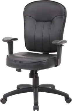 Boss Black Leather Task Chair With Arms [B1562] -Office Chairs Unlimited Sales boss black leather task chair with arms b1562 15706425786508