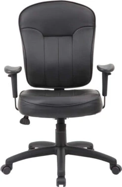 Boss Black Leather Task Chair With Arms [B1562] -Office Chairs Unlimited Sales boss black leather task chair with arms b1562 15706425884812