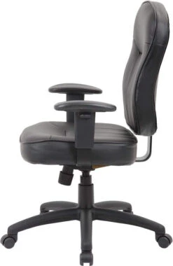Boss Black Leather Task Chair With Arms [B1562] -Office Chairs Unlimited Sales boss black leather task chair with arms b1562 15706426048652