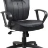 Boss Black Leather Task Chair With Arms [B1562]