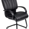 Boss Black Leather Visitor Chair [B9709]