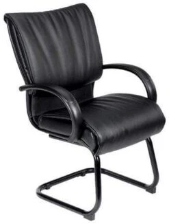 Boss Black Leather Visitor Chair [B9709]
