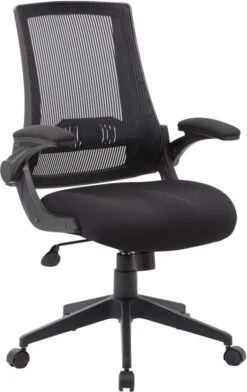 Boss Black Mesh Flip Arm Chair [B6776-BK]
