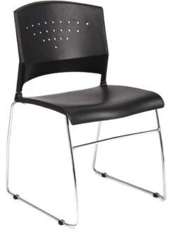 Boss Black Stack Chair With Chrome Frame 2 Pack [B1400-BK-2]
