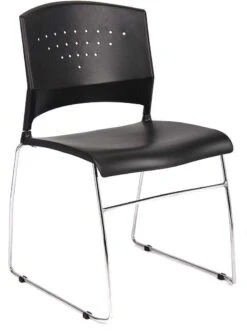 Boss Black Stack Chair With Chrome Frame 4 Pack [B1400-BK-4]