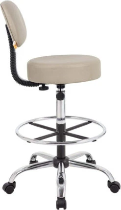 Boss Caressoft Medical / Drafting Stool With Back Cushion [B16245-BG] -Office Chairs Unlimited Sales boss caressoft medical drafting stool with back cushion b16245 bg 29322894147735