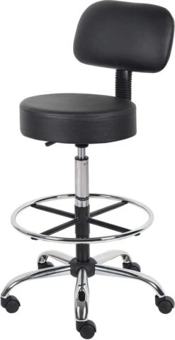 Boss Caressoft Medical / Drafting Stool With Back Cushion [B16245-BG] -Office Chairs Unlimited Sales boss caressoft medical drafting stool with back cushion b16245 bg 29374664605847