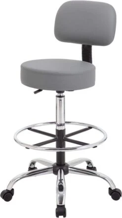 Boss Caressoft Medical / Drafting Stool With Back Cushion [B16245-BG] -Office Chairs Unlimited Sales boss caressoft medical drafting stool with back cushion b16245 bg 29374849613975
