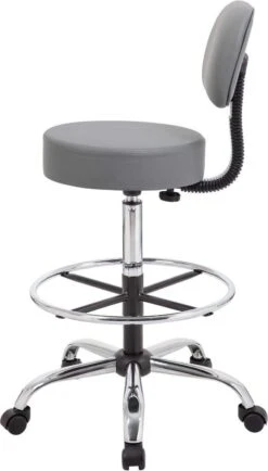 Boss Caressoft Medical / Drafting Stool With Back Cushion [B16245-BG] -Office Chairs Unlimited Sales boss caressoft medical drafting stool with back cushion b16245 bg 29375009718423