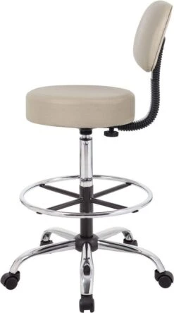 Boss Caressoft Medical / Drafting Stool With Back Cushion [B16245-BG] -Office Chairs Unlimited Sales boss caressoft medical drafting stool with back cushion b16245 bg 29380870176919