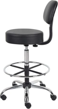 Boss Caressoft Medical / Drafting Stool With Back Cushion [B16245-BG] -Office Chairs Unlimited Sales boss caressoft medical drafting stool with back cushion b16245 bg 31673979601047