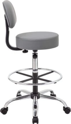 Boss Caressoft Medical / Drafting Stool With Back Cushion [B16245-BG] -Office Chairs Unlimited Sales boss caressoft medical drafting stool with back cushion b16245 bg 31674469187735