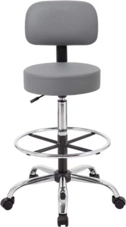 Boss Caressoft Medical / Drafting Stool With Back Cushion [B16245-BG] -Office Chairs Unlimited Sales boss caressoft medical drafting stool with back cushion b16245 bg 31674469941399