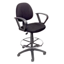 Boss Contoured Drafting Office Chair [B1615] -Office Chairs Unlimited Sales boss contoured drafting office chair b1615 black bk add loop arms b1617 15 standard casters included 29331391742103
