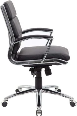 Boss Executive CaressoftPlus Mid Back Chair With Metal Chrome Finish [B9476-BK] -Office Chairs Unlimited Sales boss executive caressoftplus mid back chair with metal chrome finish b9476 bk 29378085945495