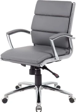 Boss Executive CaressoftPlus Mid Back Chair With Metal Chrome Finish [B9476-BK] -Office Chairs Unlimited Sales boss executive caressoftplus mid back chair with metal chrome finish b9476 bk 29378103935127