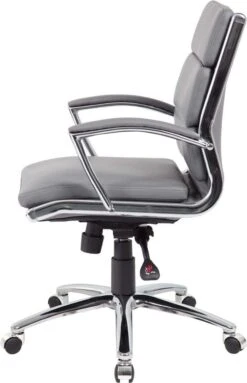 Boss Executive CaressoftPlus Mid Back Chair With Metal Chrome Finish [B9476-BK] -Office Chairs Unlimited Sales boss executive caressoftplus mid back chair with metal chrome finish b9476 bk 29378172256407