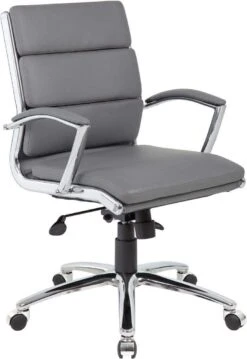 Boss Executive CaressoftPlus Mid Back Chair With Metal Chrome Finish [B9476-BK] -Office Chairs Unlimited Sales boss executive caressoftplus mid back chair with metal chrome finish b9476 bk grey 29321833480343
