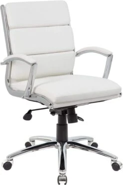 Boss Executive CaressoftPlus Mid Back Chair With Metal Chrome Finish [B9476-BK] -Office Chairs Unlimited Sales boss executive caressoftplus mid back chair with metal chrome finish b9476 bk white 29321762144407