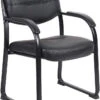 Boss LeatherPlus Sled Base Side Chair With Arms [B9519]