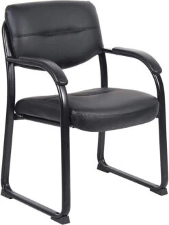 Boss LeatherPlus Sled Base Side Chair With Arms [B9519]
