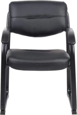 Boss LeatherPlus Sled Base Side Chair With Arms [B9519] -Office Chairs Unlimited Sales boss leather sled base side chair with arms b9519 15706554073228