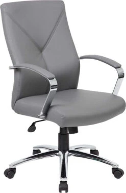 Boss LeatherPlus Executive Chair [B10101-BK] -Office Chairs Unlimited Sales boss leatherplus executive chair b10101 bk gray 29379607953559