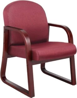 Boss Mahogany Frame Guest Chair Fabric [B9570-BE] -Office Chairs Unlimited Sales boss mahogany frame guest chair fabric b9570 be burgundy 31675308507287