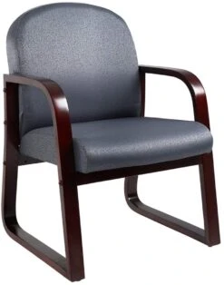 Boss Mahogany Frame Guest Chair Fabric [B9570-BE] -Office Chairs Unlimited Sales boss mahogany frame guest chair fabric b9570 be grey 29379810656407