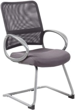Boss Mesh Back With Pewter Finish Guest Chair [B6419-BE] -Office Chairs Unlimited Sales boss mesh back with pewter finish guest chair b6419 be charcoal grey 31635972227223