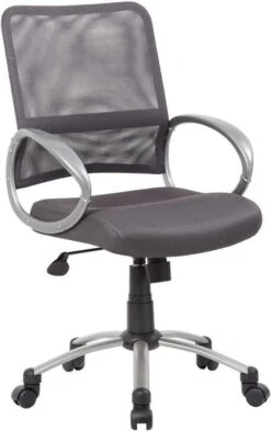 Boss Mesh Back With Pewter Finish Task Chair [B6416] -Office Chairs Unlimited Sales boss mesh back with pewter finish task chair b6416 charcoal grey 31645521903767