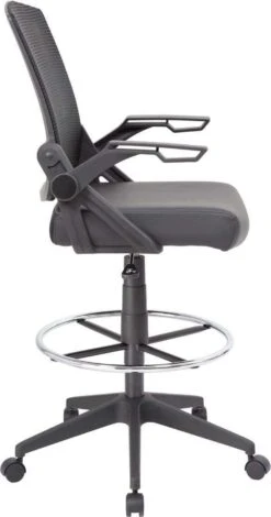 Boss Mesh Drafting Stool With Flip Arms [B16223-BK] -Office Chairs Unlimited Sales boss mesh drafting stool with flip arms b16223 bk 29371794096279