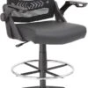 Boss Mesh Drafting Stool With Flip Arms [B16223-BK]