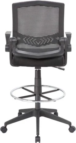 Boss Mesh Drafting Stool With Flip Arms [B16223-BK] -Office Chairs Unlimited Sales boss mesh drafting stool with flip arms b16223 bk 31686300401815