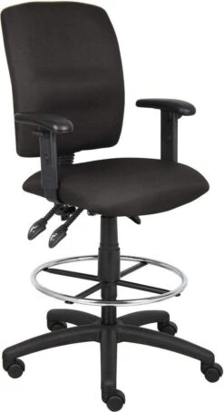 Boss Multi-Function Fabric Drafting Stool [B1635-BK] -Office Chairs Unlimited Sales boss multi function fabric drafting stool b1635 bk adjustable arms 29398446112919