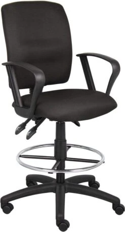Boss Multi-Function Fabric Drafting Stool [B1635-BK] -Office Chairs Unlimited Sales boss multi function fabric drafting stool b1635 bk loop arms 29398880649367