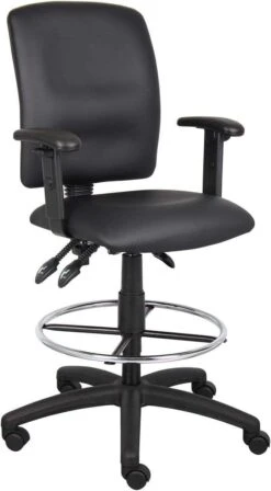 Boss Multi-Function LeatherPlus Drafting Stool [B1645] -Office Chairs Unlimited Sales boss multi function leatherplus drafting stool b1645 adjustable arms 29384735686807