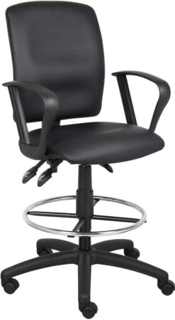 Boss Multi-Function LeatherPlus Drafting Stool [B1645] -Office Chairs Unlimited Sales boss multi function leatherplus drafting stool b1645 loop arms 29307994341527