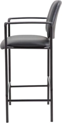 Boss Square Back Diamond Stool With Arm In Black Caressoft [B169503-CS] -Office Chairs Unlimited Sales boss square back diamond stool with arm in black caressoft b169503 cs 31691924603031