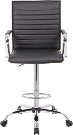 Boss Vinyl Ribbed Drafting Stool [B16533C-BK] -Office Chairs Unlimited Sales boss vinyl ribbed drafting stool b16533c bk 29401713803415