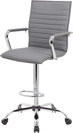 Boss Vinyl Ribbed Drafting Stool [B16533C-BK] -Office Chairs Unlimited Sales boss vinyl ribbed drafting stool b16533c bk grey 31612963651735
