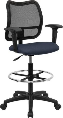 Contoured Mid Back Mesh Stool [WL-A277-BK-D-GG] -Office Chairs Unlimited Sales contoured mid back mesh stool wl a277 bk d gg blue add adjustable height arms ad 29297094230167