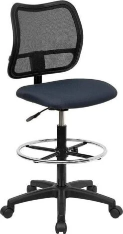 Contoured Mid Back Mesh Stool [WL-A277-BK-D-GG] -Office Chairs Unlimited Sales contoured mid back mesh stool wl a277 bk d gg blue no arms 31646313185431