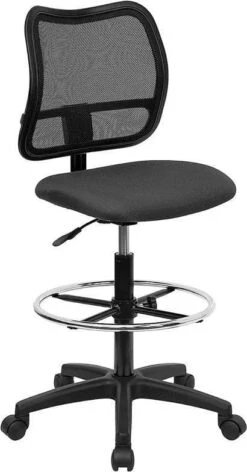 Contoured Mid Back Mesh Stool [WL-A277-BK-D-GG] -Office Chairs Unlimited Sales contoured mid back mesh stool wl a277 bk d gg gray no arms 31689521725591
