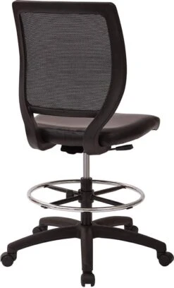 Deluxe Woven Mesh Back Armless Drafting Chair, Black Vinyl Seat [DC51000NV-3] -Office Chairs Unlimited Sales deluxe woven mesh back armless drafting chair black vinyl seat dc51000nv 3 13693032693900