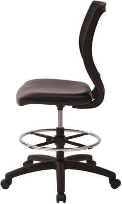 Deluxe Woven Mesh Back Armless Drafting Chair, Black Vinyl Seat [DC51000NV-3] -Office Chairs Unlimited Sales deluxe woven mesh back armless drafting chair black vinyl seat dc51000nv 3 13693032824972