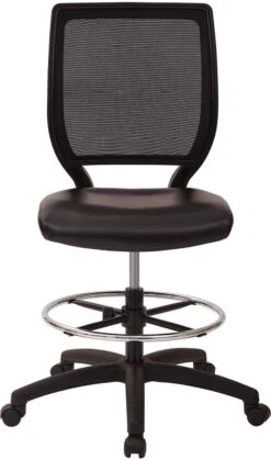 Deluxe Woven Mesh Back Armless Drafting Chair, Black Vinyl Seat [DC51000NV-3] -Office Chairs Unlimited Sales deluxe woven mesh back armless drafting chair black vinyl seat dc51000nv 3 13693032857740